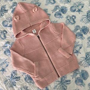 Baby Gap Pink Knit Zip Up Sweater with Hood Size 3T or 3 Years
